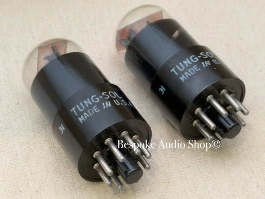 6SL7GT - Black Glass Tung-Sol - Matched Pair - TWO PAIRS Avail