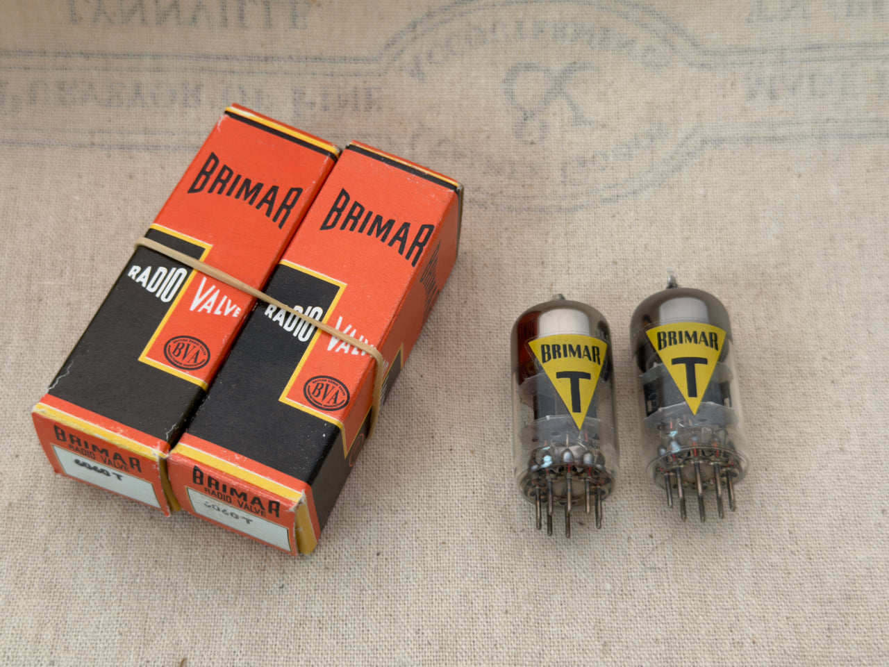 SOLD - 12AT7 / 6060T - RARE NIB/NOS Brimar Famous Yellow T - Price is for Matched Pair