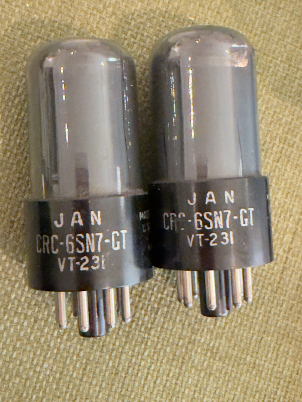 SOLD - VT-231 (Military 6SN7's) RCA BLACK GLASS WWII Production - Matched Pair #1