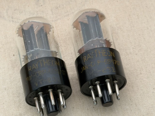 SOLD - RARE 6SN7GT / VT-231 Raytheon Black Plate Military Tubes