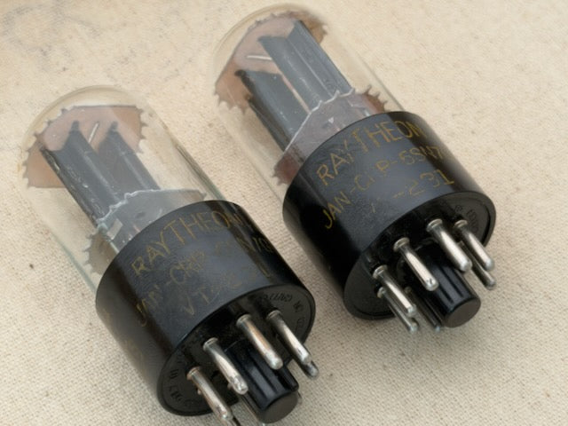 SOLD - RARE 6SN7GT / VT-231 Raytheon Black Plate Military Tubes