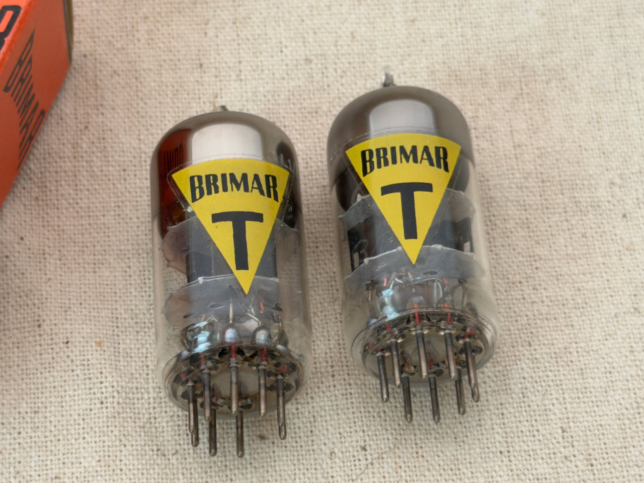 SOLD - 12AT7 / 6060T - RARE NIB/NOS Brimar Famous Yellow T - Price is for Matched Pair