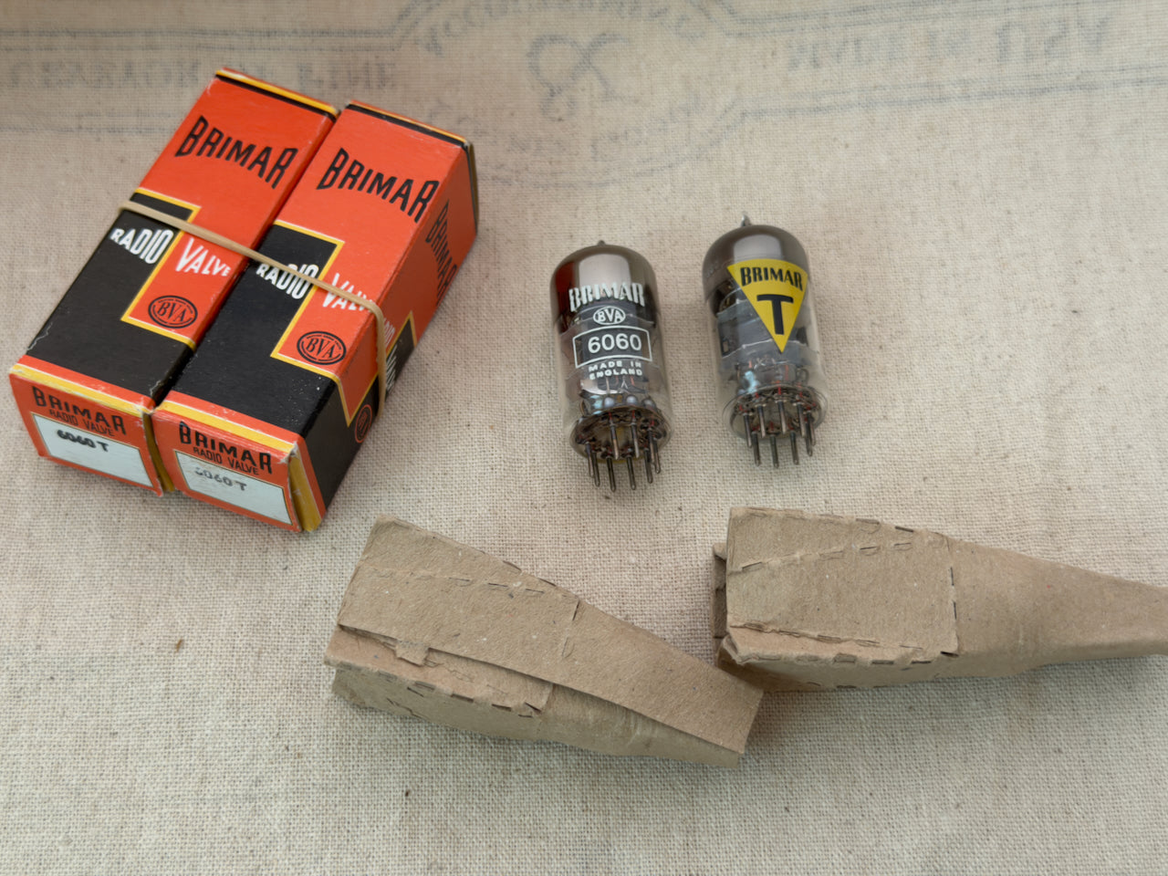 SOLD - 12AT7 / 6060T - RARE NIB/NOS Brimar Famous Yellow T - Price is for Matched Pair