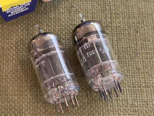Pair of RCA 5814 (12AU7) Black Glass.  Price is for the pair